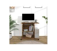 Bureau d'Ordinateur Chêne Fumé 80x50x75 cm Bois d'Ingénierie Rangement vidaXL