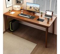 Bureau d'ordinateur compact avec pieds en bois massif, bureau de jeu stable pour chambre à coucher avec espace limité, marron, 80 cm