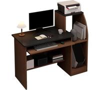Bureau d'ordinateur compact avec rangement diversifié - Design compact - Finition moderne marron et noire - Parfait pour la maison, le bureau, l'étude et les petits espaces (100,1 x 50 x 101,1 cm)