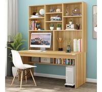 Bureau d'ordinateur compact moderne avec clapier et bibliothèque, poste de travail pour la maison et le bureau, marron (100 cm)
