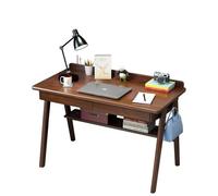 Bureau d'ordinateur contemporain en bois avec tiroirs et étagères, poste de travail double solide, table d'étude simple (couleur noyer, 100 x 60 x 75 cm)