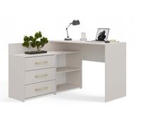 Bureau d'ordinateur d'angle : 3 tiroirs, 3 étagères, Cachemire, largeur : 120 cm, hauteur : 76 cm, longueur : 50 cm,