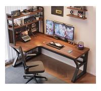 Bureau d'ordinateur d'angle avec Pegboard - Bureau à domicile en bois massif, station de travail de jeu avec librairie, table d'écriture d'étude ergonomique pour chambre, bureau moderne en forme de L