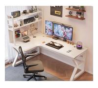 Bureau d'ordinateur d'angle avec Pegboard - Bureau à domicile en bois massif, station de travail de jeu avec librairie, table d'écriture d'étude ergonomique pour la chambre, bureau moderne en forme de
