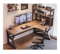 Bureau d'ordinateur d'angle avec tableau blanc - Bureau à domicile en bois massif, station de travail de jeu avec bibliothèque, table d'écriture d'étude ergonomique pour la chambre, bureau moderne en