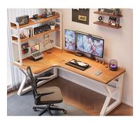 Bureau d'ordinateur d'angle avec tableau blanc - Bureau à domicile en bois massif, station de travail de jeu avec bibliothèque, table d'écriture d'étude ergonomique pour la chambre, bureau moderne en