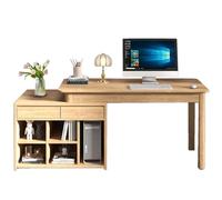 Bureau d'ordinateur d'angle en bois massif avec tiroir, buffet et clapier, table d'ordinateur multifonctionnelle pour jeux, maison, bureau, chambre à coucher, étudiant, bureau d'écriture, 119,4 cm de