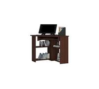 Bureau d'ordinateur d'angle ted wengé 80 cm façade wengé 5 étagères 80x80x74 cm