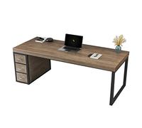 Bureau d'ordinateur de Bureau en Bois de pin de Style Industriel, Table de conférence en Fer forgé avec 3 tiroirs, Installation Nettoyage Facile (Couleur A 200 x 80 x 75 cm)