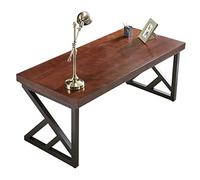 Bureau d'ordinateur de Bureau en Bois Massif de Style Industriel rétro, Pieds de Table en Bois de pin Naturel en Fer forgé, Table de conférence multifonctionnelle, Table d'étude (8 cm 180 x