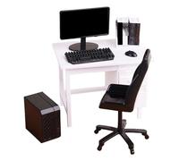 Bureau d'ordinateur détaillé à petite échelle construit en durable pour des présentations artistiques miniatures, maisons de poupées miniatures, bureau de bureau