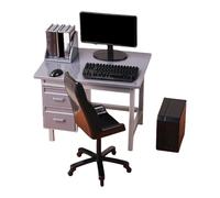 Bureau d'ordinateur détaillé à petite échelle construit en durable pour des présentations artistiques miniatures, maisons de poupées miniatures, bureau de bureau