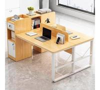 Bureau d'ordinateur double avec tiroirs, double bureau d'ordinateur avec cloison, grande table d'étude en bois avec armoire de rangement, table d'écriture moderne et simple, station de travail pour