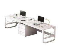 Bureau d'ordinateur double moderne pour 2 postes de travail extra longs avec tiroirs de rangement, bureau blanc élégant pour bureau à domicile et espaces de travail collaboratifs