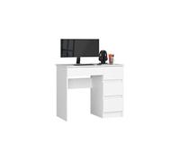 Bureau d'ordinateur AKORD droit A7 Blanc 90 cm 4 tiroirs façade Blanche 90x50x77 cm