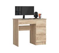 Bureau d'ordinateur droit A7 Chêne Sonoma 90 cm 4 tiroirs façade Chêne Sonoma 90x50x77 cm