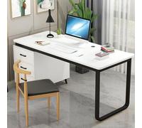 Bureau d'ordinateur en Bois avec 3 tiroirs, Bureau Industriel avec Rangement, postes de Travail compacts et Modernes pour la Maison (100 cm, Noir)