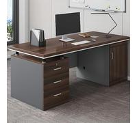 Bureau d'ordinateur en Bois avec Armoire et tiroir verrouillable, Meuble de Bureau Simple et Fonctionnel, sans Chaise, Marron, 63" L x 24" l x 30" H