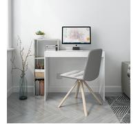 Bureau d'Ordinateur en Bois Blanc&Gris avec étagères et rangement - MONDEER