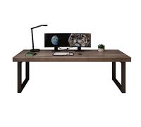 Bureau d'ordinateur en Bois Massif avec Pieds en métal Stables, Table de conférence en Bois de pin de 5 cm d'épaisseur, établi de 1,2 à 2,8 m de Long (épaisseur 5 cm, 150 x 60 x 75 cm)