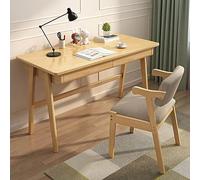 Bureau d'ordinateur en bois massif avec tiroir de rangement - Style industriel nordique pour bureau à domicile, studio, chambre à coucher