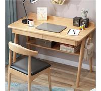 Bureau d'ordinateur en bois massif - Bureau d'écriture moderne du milieu du siècle avec tiroirs, table d'étude compacte pour bureau à domicile, chambre à coucher ou espace de travail