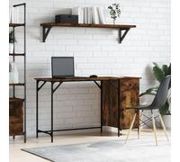 Bureau d'ordinateur en chêne fumé, 131 x 48 x 75 cm, robuste, en matériau à base de bois, pour bureau et maison, espace de travail polyvalent pour ordinateur, jeux et études