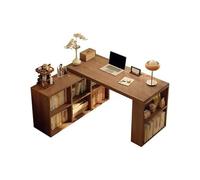 Bureau d'ordinateur en forme de l avec étagères ouvertes et espace de rangement, Bureau exécutif en bois réversible, Bureau d'angle, bureau, commode ou bureau à domicile Brown,100 * 100cm