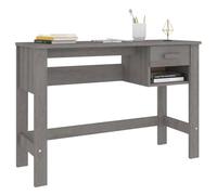 Bureau D'ordinateur en Pin Massif, Stable et Robuste, 110x40x75 Cm, Marron Miel, avec Tiroir et Compartiment, Grand Espace de Rangement, Mobilier de Bureau à Domicile (Gris Clair)