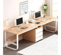 Bureau d'ordinateur extra long pour deux personnes avec tiroirs - Double table de jeu et d'écriture pour bureau à domicile, poste de travail collaboratif, design moderne