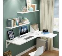 Bureau d'ordinateur flottant mural en forme de L - Table d'angle pliable - Angle gauche/droit - Réglable - 4 couleurs - Station de travail d'étude pour les petits espaces