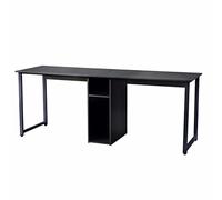 Bureau d'ordinateur générique/de marque privée, bureau de bureau à domicile pour 2 personnes, style moderne, noir, 200 x 60 x 75 cm (L x l x H), capacité de 136 kg