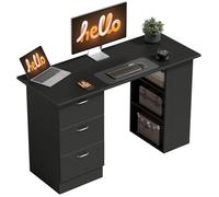 HomCom Bureau informatique 3 tiroirs 3 étagères grand plateau 120 x 49 x 72 cm Noir