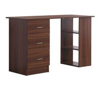 HomCom Bureau informatique 120 x 50 cm - 3 tiroirs 2 étagères - MDF aspect noyer