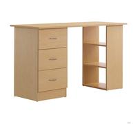 Bureau Informatique Table Multi-Fonctions 3 Tiroirs 2 Étagères Dim. 120l X 49l X 72h Cm Mdf Aspect Bois Clair