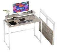 HOMCOM Bureau d'ordinateur Pliable, Bureau avec Support pour écran, Cadre en Acier, Table Informatique pour Chambre, Salle d'étude, Petits espaces, 100 x 48 x 87,5 cm, Bois Naturel