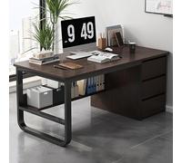 Bureau d'ordinateur industriel moderne avec 3 tiroirs et gestion des câbles, poste de travail élégant, table d'écriture exécutive - Gris 119,4 x 50,8 x 73,7 cm