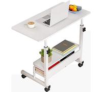 Bureau d'ordinateur mobile à hauteur réglable pour petit espace d'écriture avec roulettes d'angle pour maison, bureau, étude, chambre à coucher, travail, table de jeu de rangement de 80 cm, blanc D