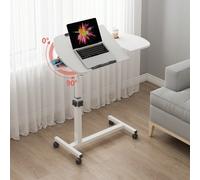 Bureau d'ordinateur mobile avec emplacement pour carte, butée, porte-gobelet et petit tiroir, 60 x 40 x 59-89 cm Table pour ordinateur portable Cette table pour ordinateur portable fabriquée à partir