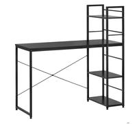 Bureau d'ordinateur moderne avec étagère 120 × 48 × 122 cm - Table industrielle Loft noire