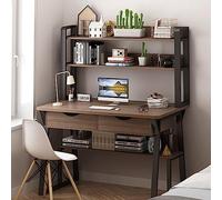Bureau d'ordinateur moderne avec étagère - Table de travail pour apprendre et écrire - Finition noyer - Étagères supérieures spacieuses (80 x 50 x 74 cm) - Élégant et fonctionnel