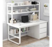 Bureau d'ordinateur moderne avec tiroirs et étagères de rangement, pour bureau à domicile, table d'étude, station de travail d'ordinateur portable