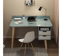 Bureau d'ordinateur moderne bleu avec tiroirs, table multifonction en bois pour poste de travail et étude, assemblage simple, zéro assemblage, 100,3 x 49,5 x 73,7 cm (L x l x H)