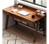 Bureau d'ordinateur moderne du milieu du siècle avec tiroirs de rangement - Bureau d'écriture en bois massif pour petit espace, bureau à domicile (marron, 119 cm)