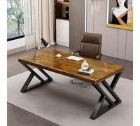 Bureau d'ordinateur moderne en bois massif pour la maison, le bureau, la table d'écriture avec cadre en métal pour économiser de l'espace (160 x 80 cm)