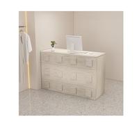 Bureau d'ordinateur moderne en bois - Table de réception élégante pour salon de beauté, bureau à domicile - Bureau de réception de 100,1 cm avec rangement - Meuble de poste de travail contemporain.
