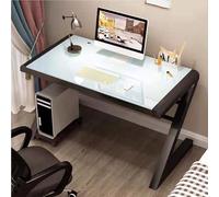 Bureau d'ordinateur moderne en verre trempé en forme de Z, cadre en métal de 99 cm, bureau de jeu et d'étude pour bureau à domicile, mobilier contemporain élégant pour étudiants et professionnels