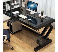 Bureau d'ordinateur moderne en verre trempé pour bureau à domicile et jeux vidéo 81,3 cm, bureau d'écriture pour étudiant avec station d'étude pour poste de travail personnel