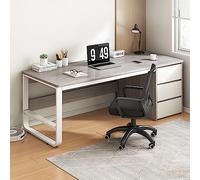 Bureau d'ordinateur moderne gris avec 3 tiroirs - Robuste - Table d'étude élégante pour ordinateur portable et PC (100 x 50 x 75 cm)