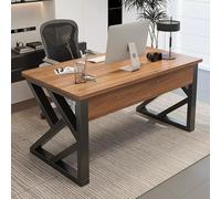 Bureau d'ordinateur moderne pour deux personnes, grand espace pour les jambes, cadre en métal, bureau de bureau